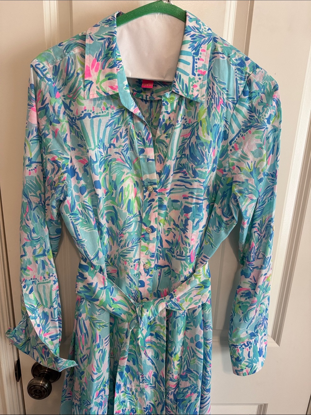 Lilly Pulitzer Light Blue Floral Maxi Shirt Dress - Picture 4 of 5